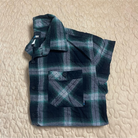 Amplify Green /Black/Grey Boys Button Down Sweater Size L (14/16) - Picture 3 of 8